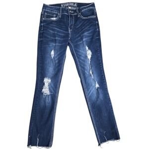 Hydraulic Lola Curvy Skinny Capri Distressed Stretch Denim Jeans Sz 7 25" Inseam